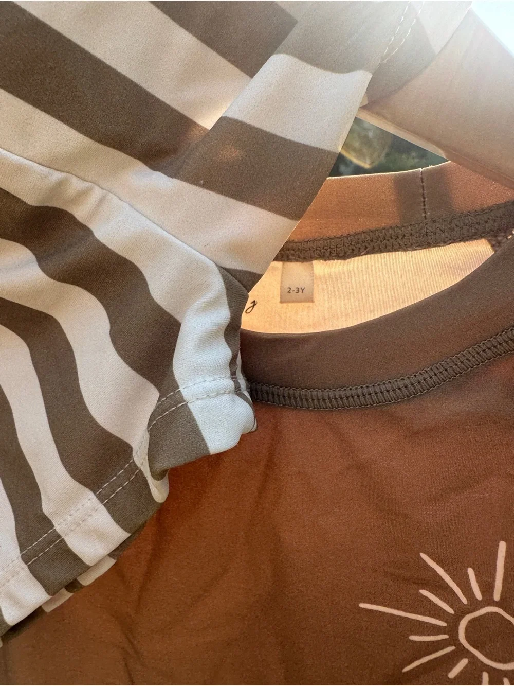 Rylee + Cru Olive Green Long-Sleeve Kids Sun Tee and Swim Trunks